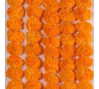 Lot de 5 guirlandes de soucis de 1,4 m pour Halloween Diwali Pooja décoration de cheminée de Mariage Guirlande de Fleurs artificielles Fleurs de Noël décoration de Festival d'automne - Jaune Mangue