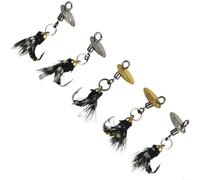Lot de 5 hameçons à mouches avec plumes et paillettes pour appâts de pêche à la mouche pour attirer efficacement les poissons et améliorer le taux de capture