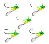 Lot de 5 hameçons à tête plombée avec lame rotative, 7 g/10 g/15 g, leurres souples pour pêche en eau douce et en eau salée pour bar (couleur A, 7G)