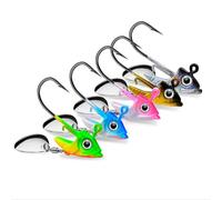 Lot de 5 hameçons à tête plombée avec lame rotative, 7 g/10 g/15 g, leurres souples pour pêche en eau douce et salée pour bar