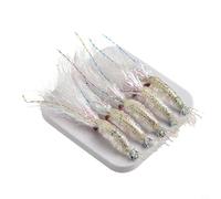 Lot de 5 hameçons de pêche à la mouche faits à la main pour pêche à la crevette en eau salée Idéal pour attraper divers poissons (4#)