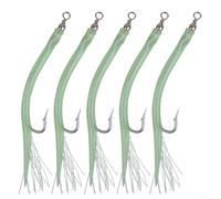 Lot de 5 hameçons en forme de morue avec tube holographique en gel de silice, motif pieuvre barbelé pour une meilleure taux de capture (vert 8)
