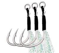 Lot de 5 hameçons pêche en mer à la turlutte, Plumes Scintillantes avec Ligne PVC, ardillon Simple ou Double for Bateau(Single Hook,2#)