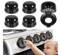 Lot de 5 housses de bouton de cuisinière pour la sécurité des enfants - Housses universelles pour poignées de cuisinière à gaz avec adhésif, résistantes à la chaleur, housses de boutons de four à