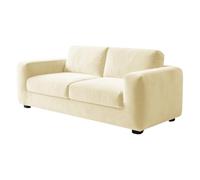 Lot de 5 housses de canapé Chesterfield en velours extensible de luxe avec coussin et repose-pieds, idéal pour les animaux de compagnie, beige pour grands canapés