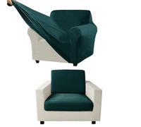 Lot de 5 housses de canapé extensibles en velours pour meubles de salon, fauteuil bleu sarcelle foncé, housse principale, dossiers et coussins de siège