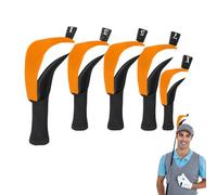 Lot de 5 housses de tête de club de golf - Driver en bois, couvre-chef de club de golf à col long | Housse de protection anti-poussière pour golf, hybride en bois antidérapant pour clubs hommes femmes