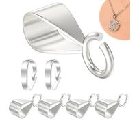Lot de 5 œillets pour pendentifs avec 2 boucles en forme de bouche en direct - Chaîne en argent sterling 925 pour pendentif - Fermoir coulissant en argent pour collier et pendentif