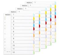 Lot de 5 intercalaires à anneaux A4 numérotés de 1 à 12 parties pour classeurs à levier 2/3/4, intercalaires de bureau et d'école