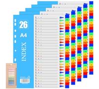 Lot de 5 intercalaires A4 en plastique à 26 parties, lettres de A à Z pour classeurs à levier, classeurs à anneaux larges onglets de couleur, index poreux polyvalents pour l'école, la maison, le