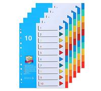 (Lot de 5) Intercalaires Classeur A4, Intercalaire Alphabétique en Plastique 10 Onglets Numérotées 1-10