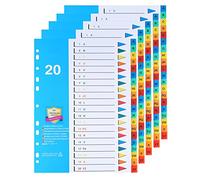 (Lot de 5) Intercalaires Classeur A4, Intercalaire Alphabétique en Plastique 20 Onglets Numérotées A-Z