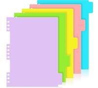 Lot de 5 intercalaires en plastique pour carnet à double spirale de 24,9 x 18,5 cm, intercalaires colorés mobiles, parfaits pour l'organisation du travail et de l'école