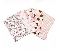 Lot de 5 intercalaires vintage à motif floral - Onglets A5/A6 en polypropylène avec art botanique, organiseur pour journaux/bureau (A5-géométrie rose)