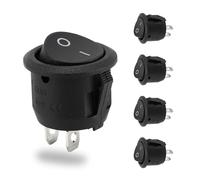 Lot de 5 Interrupteur 12v,Interrupteur Noir Rond,Mini Interrupteur a Bascule,Bouton on off,Bouton 12v,Interrupteurs 10 A/125 V 6 A/250 V,Interrupteur Electronique pour Voiture et Micro Interupteur