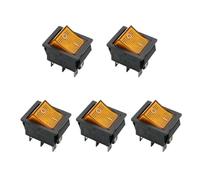 Lot de 5 interrupteurs à bascule AC 10A/125V 6A/250V DPST 4 broches 2 positions ON/OFF avec voyant LED rouge for bateau KCD4(5PCS Yellow)