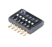 Lot de 5 interrupteurs à bascule CMS/SMT de 1,27 mm, à glissière, 1P, 2P, 3P, 4P, 5P, 6P, 8P, 10P, boîtier DIP noir, pas de bit, encodage à enclenchement(6P-5set)