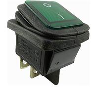 Lot de 5 interrupteurs à bascule étanches 2 pôles (4 broches), marche/arrêt 250 V, 16 A, éclairage vert