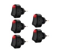 Lot de 5 interrupteurs à bascule ovales 12 V 30 A, 3 broches, LED rouge et bleue, marche/arrêt, for voiture, camping-car, bateau(Red LED 12VDC)