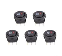 Lot de 5 interrupteurs à bascule ronds 12 V 20 A pour intérieur de voiture et camion avec indicateur LED rouge pour contrôle des feux de brouillard, boîtier noir
