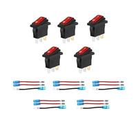 Lot de 5 interrupteurs à bascule ronds 12 V - IP65 - Pour voiture, bateau, maison - Rouge