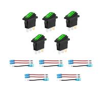 Lot de 5 interrupteurs à bascule ronds 12 V IP65 pour voiture, bateau, utilisation domestique - Vert