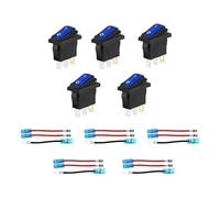 Lot de 5 interrupteurs à bascule ronds à bascule 12 V IP65 pour voiture, bateau, utilisation domestique, bleu