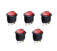 Lot de 5 interrupteurs à bascule ronds SPST - 3 broches - 2 positions - 6 A 250 V - Lumière rouge - Pour appareils ménagers, projets de bricolage