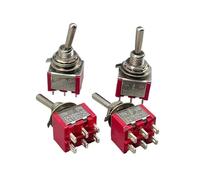 Lot de 5 interrupteurs à bascule rouges MTS-202 MTS-203 DPDT bipolaire à double sens 2 positions ON-ON/ON-OFF-ON 250 V 3 A 125 V 6 A(MTS-203)