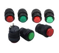 Lot de 5 interrupteurs à bouton-poussoir avec lumière, réinitialisation par à-coups, interrupteur autobloquant, rond rouge et vert R16-503 A/AD/B/BD 4 pieds 2 pieds 16MM(503B Green cover,10 PCS)