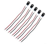 Lot de 5 interrupteurs à bouton-poussoir momentané en métal de 12 mm, configuration 1NO, IP66 et IK09, câble pré-soudé de 20 cm, tête surélevée