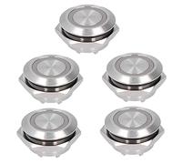 Lot de 5 interrupteurs à bouton-poussoir momentané, interrupteur d'alimentation rond en acier inoxydable avec réinitialisation automatique, indicateur d'horloge LED à contact court (DC12 ~ 24 V, jaune
