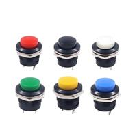 Lot de 5 interrupteurs à bouton-poussoir momentanés de 16 mm R13-507, interrupteurs ronds momentanés 6 A/125 VCA 3 A/250 VCA NOIR ROUGE VERT BLANC BLEU JAUNE(White,5PCS)