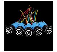 Lot de 5 interrupteurs à bouton-poussoir noirs avec fil, étanches, éclairés, en métal, momentanés, 5 V, 12 V, 220 V, LED, 16/19/22 mm, rouge(WhiteA,22MM_RESET_110V-220V)