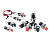 Lot de 5 interrupteurs ronds à bouton-poussoir auto-bloquant/momentané 7 mm/10 mm avec fil FBS-110 1NO1NC Noir Rouge 3 A/125 V 1 A/250 V (7 mm Auto-L-Withwire, rouge, 1NO)