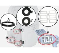 Lot de 5 joints en caoutchouc avec raccord souffleur A B C, kit de joint de chauffage, compatible avec les jacuzzis gonflables Bestway Lay Z Spa SaluSpa Coleman