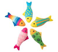 Lot de 5 Jouets en Forme de Poisson pour Chat, en Peluche avec Herbe à Chat et Son Cloche, pour Exercices interactifs pour Chats d'intérieur