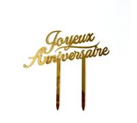 Lot de 5 Joyeux anniversaire Cake Topper, Or Décorations de Gâteau d'anniversaire pour Enfants et Adultes, Acrylique Toppers pour Décorer Le Gâteau d'anniversaire