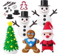 Lot De 5 Kits De Bricolage De Noël Pour Enfants Pâte À Modeler De Noël Pâte À Modeler À L'air Libre Bonhomme De Neige Pâte À Modeler Magic Dough Air Dry Clay Cadeau De Noël Pour Garçons Et