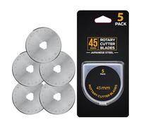 Lot de 5 lames de cutter rotatif de 45 mm - Lames de rechange perforées dans une boîte - Couteau rotatif à bord circulaire - Fournitures de matelassage pour tissu, cuir, loisirs créatifs, scrapbooking