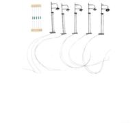 Lot de 5 lampadaires de calibre N avec LED blanc chaud et résistances pour modèles réduits à l'échelle 160 utilisant 3 V ou transformateur