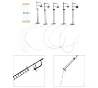 Lot de 5 lampadaires de jardin avec résistances pour conversion de 3 V à 16 V - Blanc chaud - LED en métal et plastique - Décoration de train