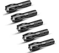 Lot de 5 lampes de poche LED puissantes, zoomables et tactiques, haute luminosité et 5 modes, étanche, portable pour urgence, camping et utilisation en extérieur
