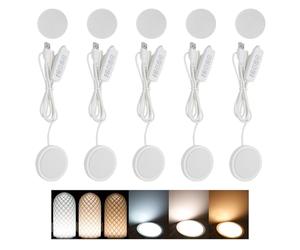 Lot de 5 lampes LED pour imprimante 3D, 5 V, 3000-6400 K, température de couleur 3D, kit d'éclairage LED, contrôle libre, alimentation USB, pour imprimante 3D, armoires, vitrines, bibliothèques