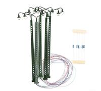 Lot de 5 lampes LED pour mât de chemin de fer pour échelle de calibre H0, construction métallique, convient pour une tension de 3 V, livré avec des résistances pour une puissance de 12 à 16 V