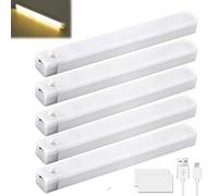 Lot de 5 lampes LED sans fil, rechargeables USB, 20 cm, détecteur de mouvement, 3 températures de couleur, intensité variable, cuisine, armoire