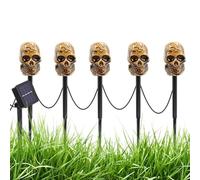 Lot de 5 lampes solaires en forme de tête de mort pour l'extérieur, étanches, éclairage paysager à énergie solaire pour chemin, jardin, cour, décoration d'Halloween