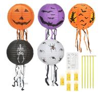 Lot de 5 lampions d'Halloween LED - Lanternes pour enfants pour déménagement - Lanterne citrouille - Accessoires d'Halloween - Lanternes en papier pliables pour Halloween - Pour la maison, les fêtes,