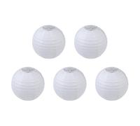 Lot de 5 lampions ronds en papier de 10 cm pour mariage, baptême, anniversaire, fête, blanc