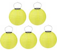 Lot de 5 lampions solaires LED d'extérieur étanches - Pour jardin, église, jardin, fête, décoration (jaune, 25 cm)